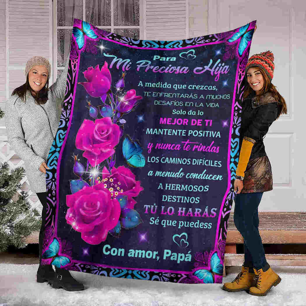 Para Mi Preciosa Hija Blanket - Pink Roses - To My Precious Daughter Blanket